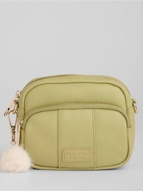 Pom Pom London Original Mini Crossbody Bag in Green and I.D Wallet MSRP $150